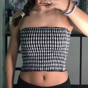 Brandy Melville black and white checkered tube top